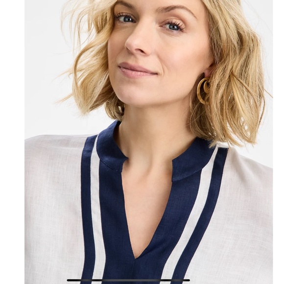 NWT Charter Club Women's Embroidered 3/4-Sleeve 100% Linen Tunic Top Size US XL - Picture 3 of 7